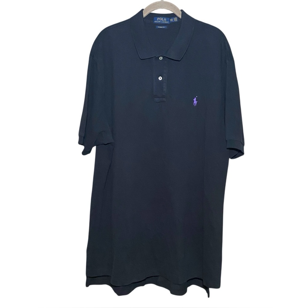 Polo Ralph Lauren Classic Fit Polo Shirt 100% Cotton Size XXL Black Purple Horse